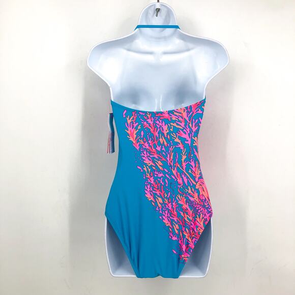 LILLY PULITZER Teslee One-Piece Swimsuit Size 4 Blue Oasis Goddess The Sea NWT - Picture 6 of 11